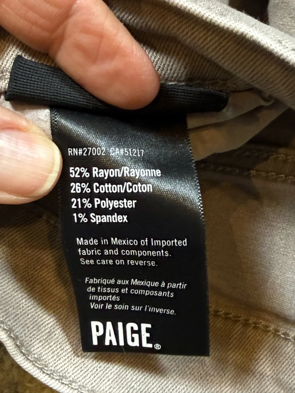 Paige Federal‎ Jeans Transcend Vintage Beige Ash Mens Size 30 Luxe  Comfort